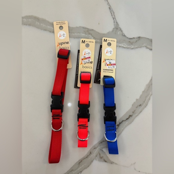 Lupine Basics Dog Collars - Red and Blue - Picture 1 of 2